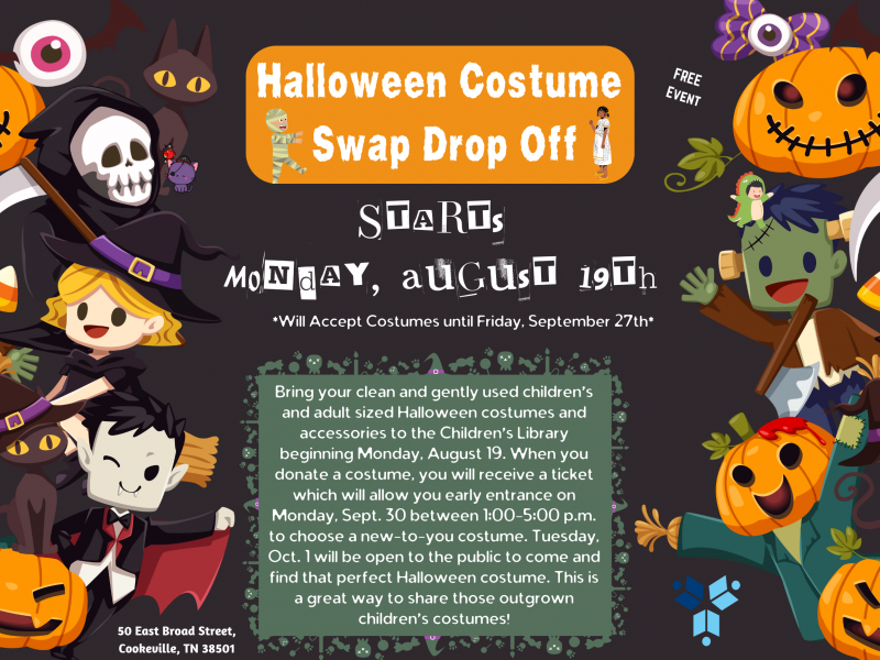 Halloween Costume Swap Dropoff Mon, Aug 19, 2024 Putnam County