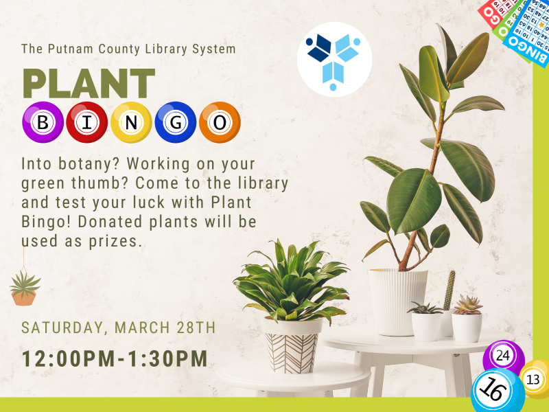 Plant Bingo - Sat, Mar 28, 2026 12:00pm - 1:30pm @ Putnam County Library