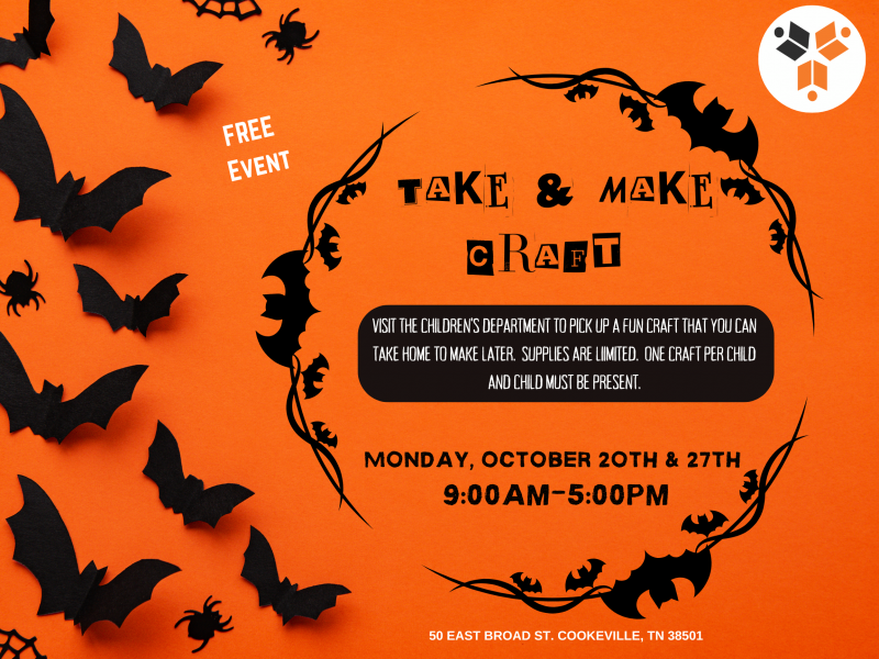 Take and Make Craft - Mon, Oct 20, 2025 @ Putnam County Library