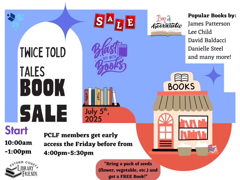 Twice Told Tales Book Sale - Sat, Jul 5, 2025 10:00am - 1:00pm @ Putnam County Library