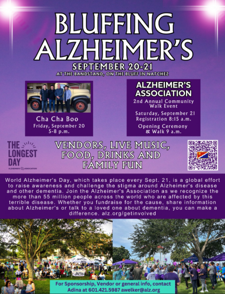 Bluffing Alzheimer's - Fri, Sep 20, 2024 5:00pm - 8:00pm @ Natchez Bluffs